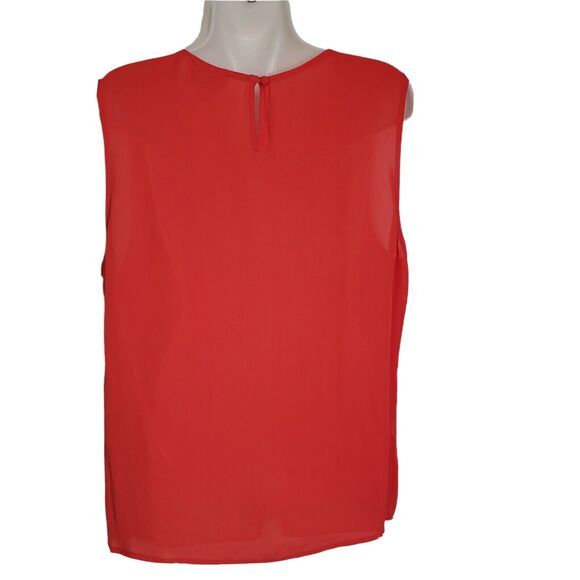 Laundry Shelli Segal Womens Blouse Sz XL Sleeveless Keyhole Back Tank Poinsettia - Picture 2 of 9